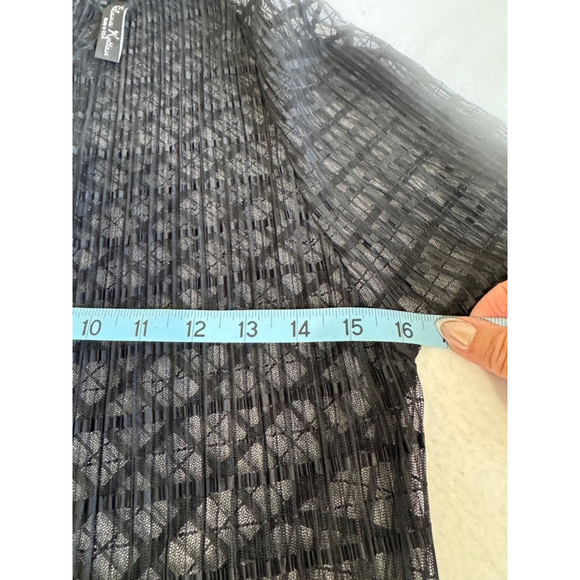 Women's Elana Kattan open front sheer lace mesh topper Cardigan, M, Black EUC - Picture 9 of 9